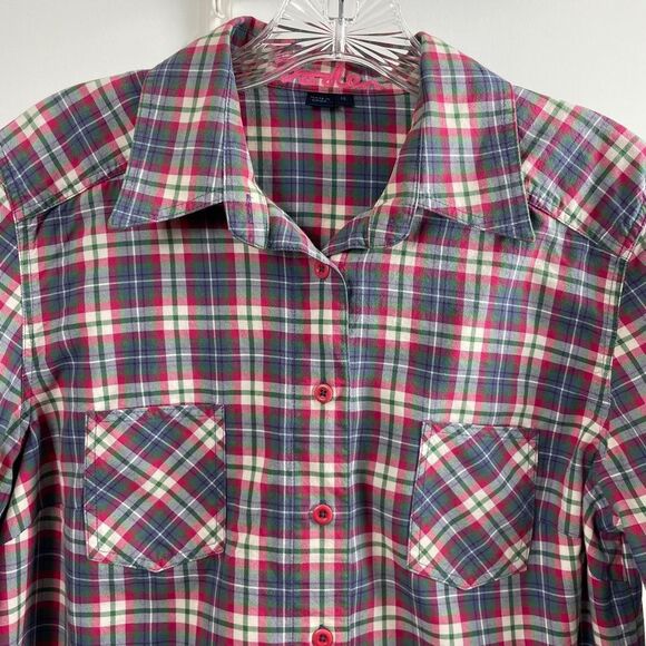 Boden Plaid Button Up Long Sleeve Shirt - Women’s 10 Blue, pink, green, & white - Picture 4 of 10